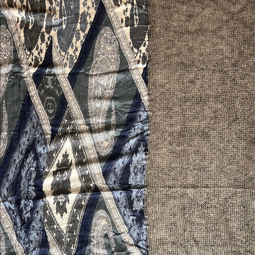 Blue and Gray Paisley Vintage-Inspired Scarf - Picture 3 of 3